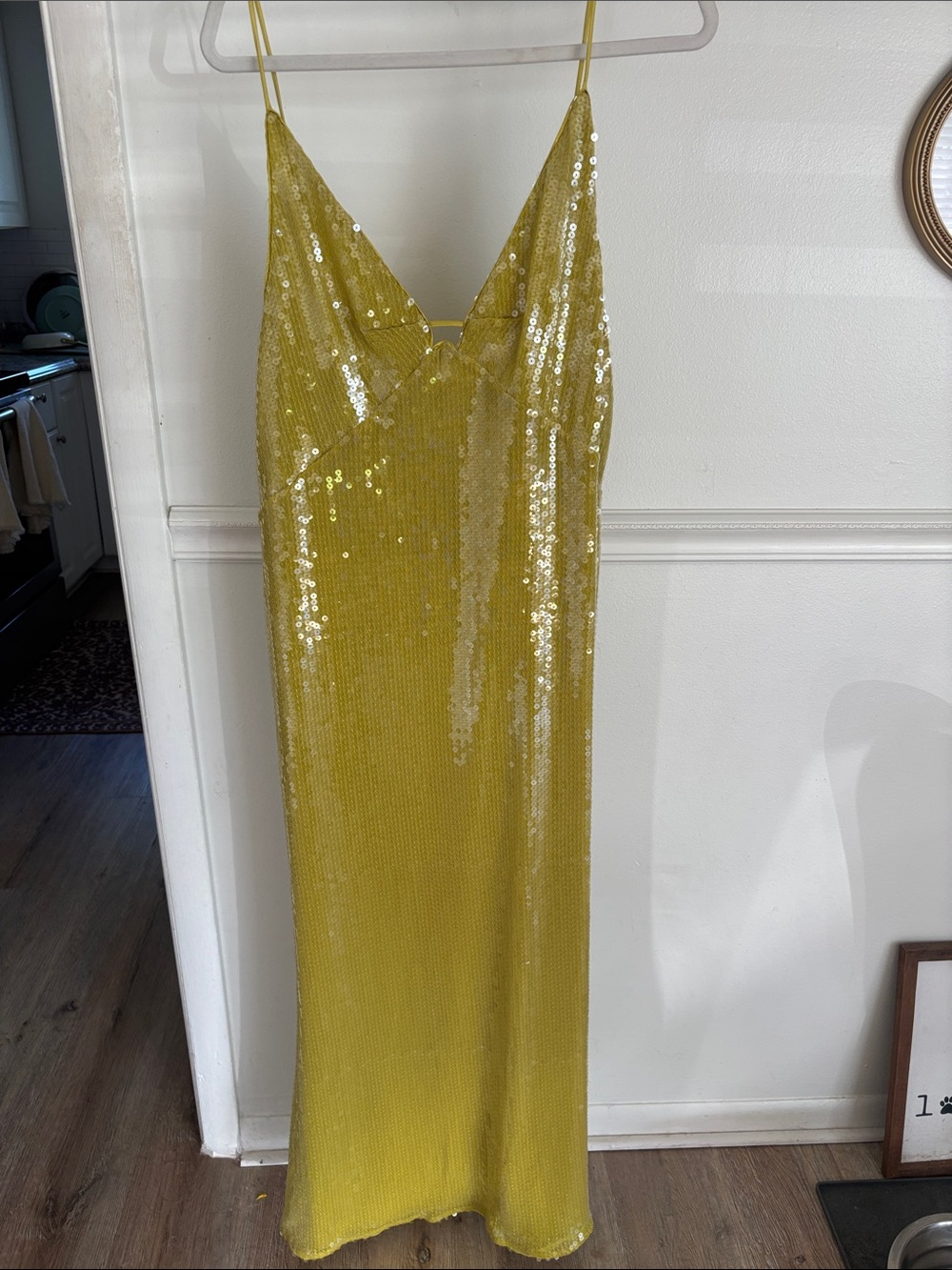 ASOS Design Glass sequin high apex plunge maxi dress in lime